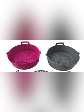 Silicone Air Fryer Liners, 2- liners, 1 Air Fryer Mat,1-Pink & 1- Gray